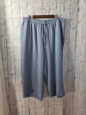 AnyBody 2XL Light Baby Blue High Waist Drawstring Wide Leg Ankle Cropped Pants